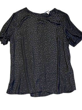 A New Day Black Animal Print Blouse, Size S